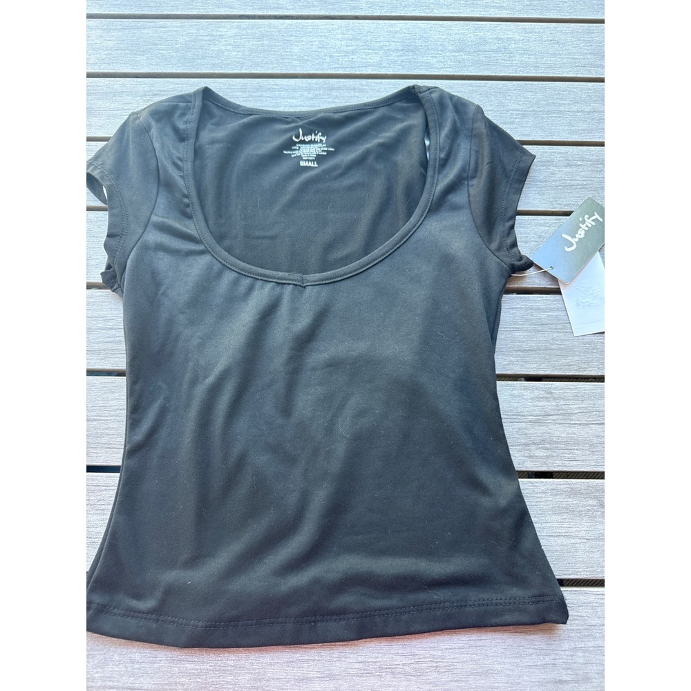 Black cap sleeve tee small women's festival concert party club